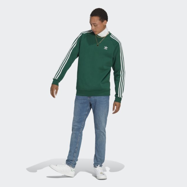 Sudadera Adicolor Classics 3-stripes Crew Adidas Verde Oscuro