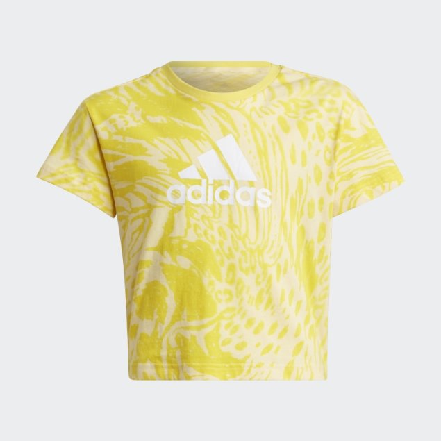 Camiseta Regular De Algodón Con Estampado Animal Híbrido De Iconos Del Futuro Adidas Amarillo