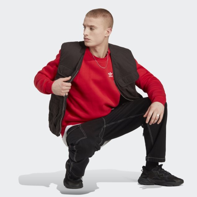 Sudadera Con Cuello Redondo Adidas Trefoil Essentials Escarlata