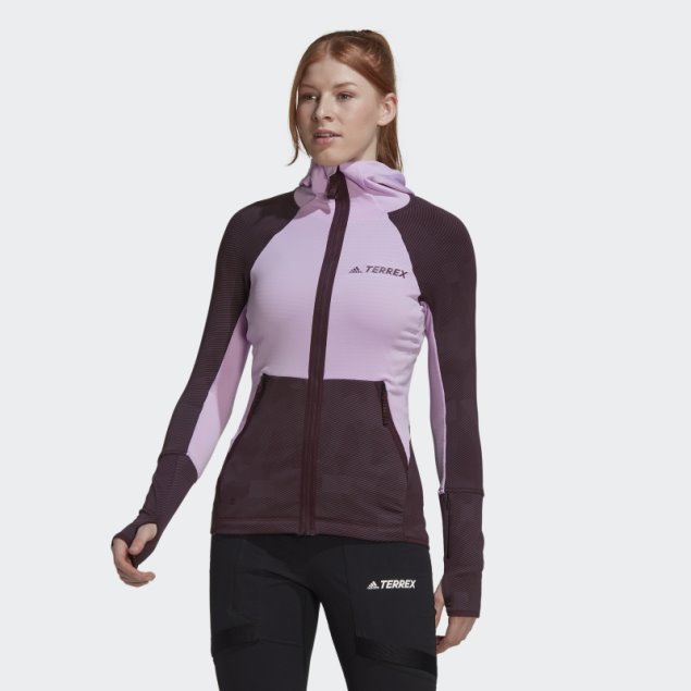Adidas Terrex Tech Fleece Chaqueta Polar De Senderismo Con Capucha Lila