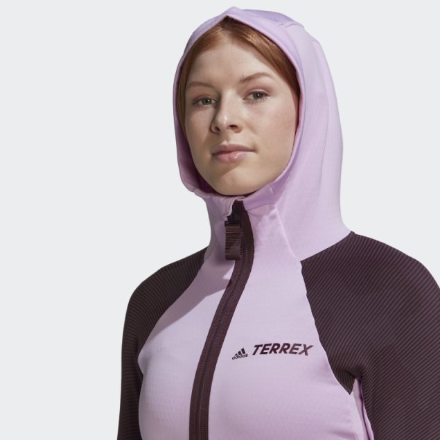 Adidas Terrex Tech Fleece Chaqueta Polar De Senderismo Con Capucha Lila