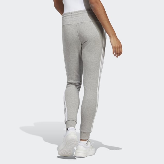 Pantalones Adidas Essentials De 3 Rayas De Felpa Francesa Con Puños En Gris Medio
