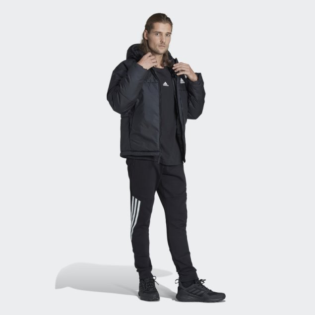 Adidas Bsc Chaqueta Con Capucha Y 3 Rayas En Negro