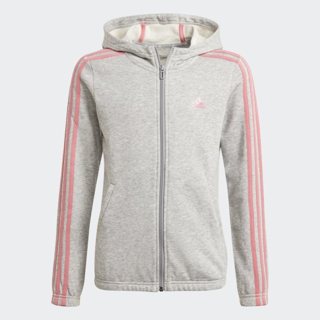 Sudadera Adidas Essentials Gris Medio Con 3 Rayas