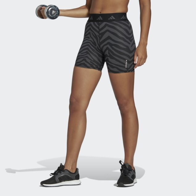 Adidas Hyperglam Techfit Zebra Shorts De Talle Alto Multicolor