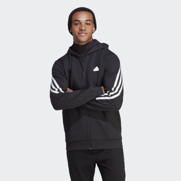 Sudadera Con Capucha Y Cremallera Completa De 3 Rayas De Iconos De Futuro Adidas Negro