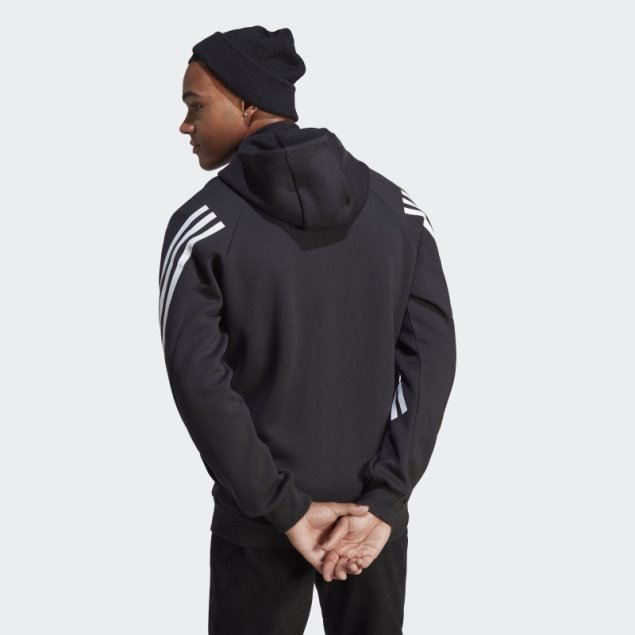 Sudadera Con Capucha Y Cremallera Completa De 3 Rayas De Iconos De Futuro Adidas Negro