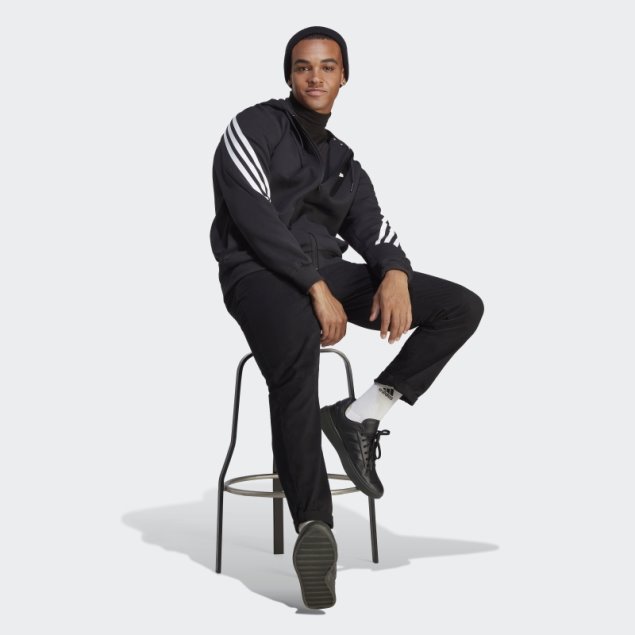 Sudadera Con Capucha Y Cremallera Completa De 3 Rayas De Iconos De Futuro Adidas Negro