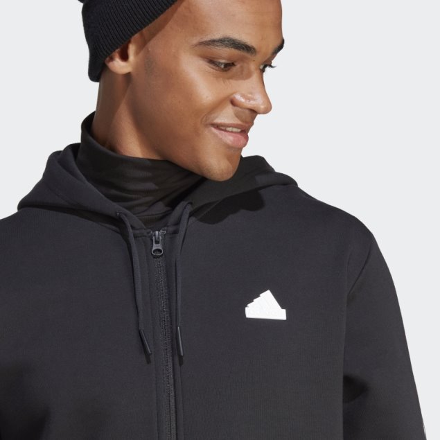 Sudadera Con Capucha Y Cremallera Completa De 3 Rayas De Iconos De Futuro Adidas Negro