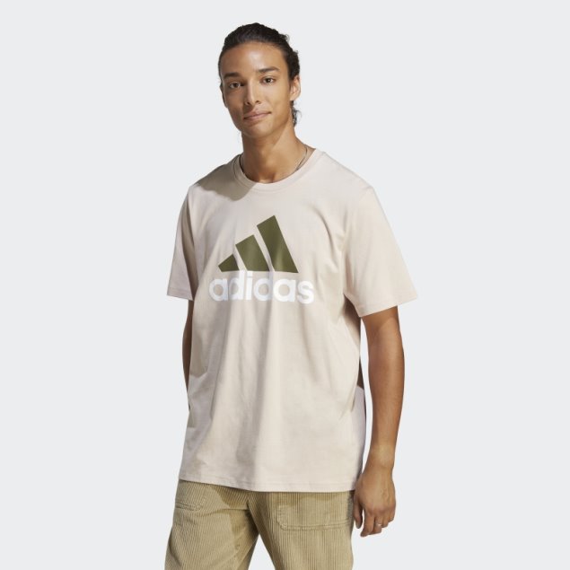 Adidas Camiseta Básica De Punto Sencillo Con Logo Grande En Color Topo