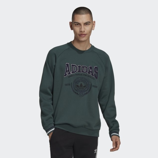 Sudadera Varsity Con Cuello Redondo Verde Mineral Adidas