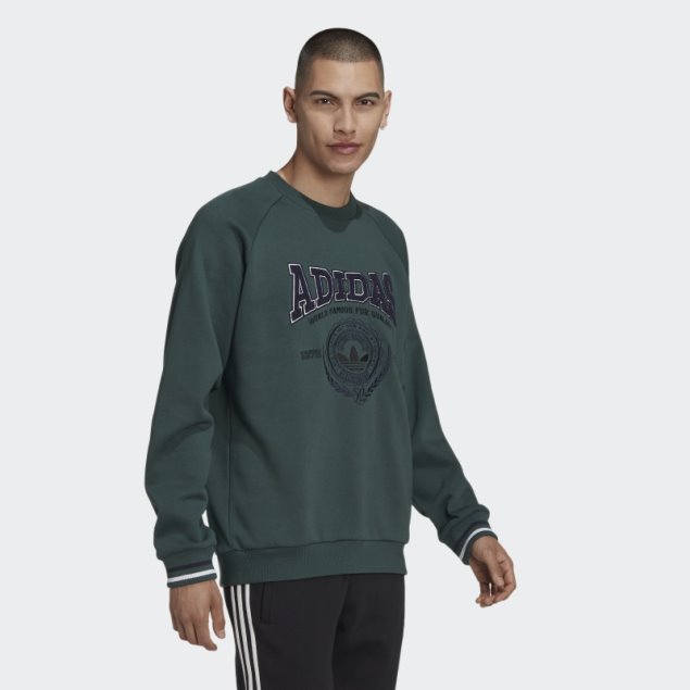 Sudadera Varsity Con Cuello Redondo Verde Mineral Adidas