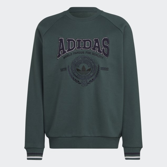 Sudadera Varsity Con Cuello Redondo Verde Mineral Adidas