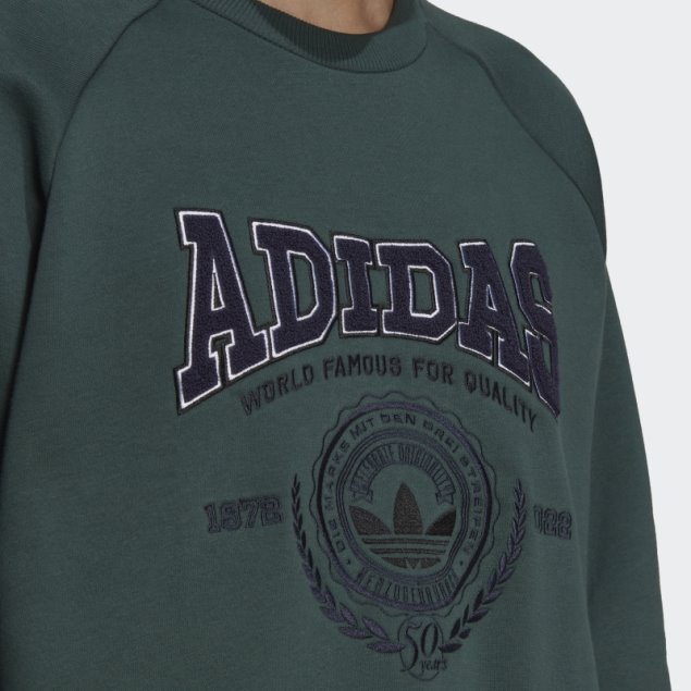 Sudadera Varsity Con Cuello Redondo Verde Mineral Adidas