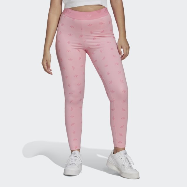 Adidas Leggings Rosa Claro 7/8 De Cintura Alta Con Estampado Integral