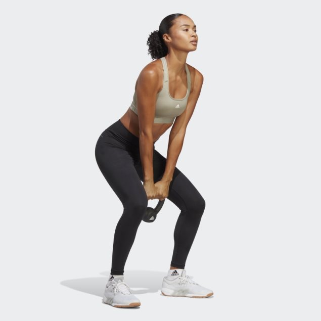 Sujetador De Entrenamiento De Sujeción Media Adidas Powerreact Silver Pebble