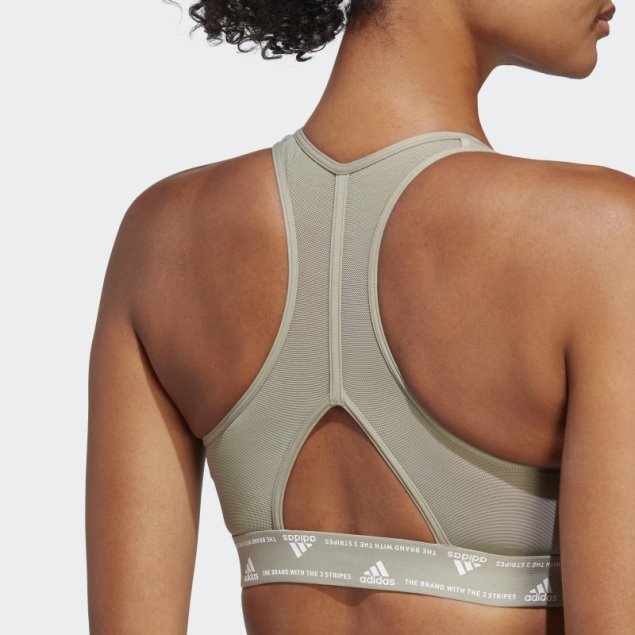 Sujetador De Entrenamiento De Sujeción Media Adidas Powerreact Silver Pebble