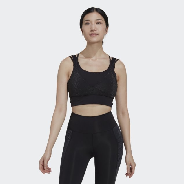 Sujetador Deportivo Powerimpact De Sujeción Media Brillante Adidas Negro