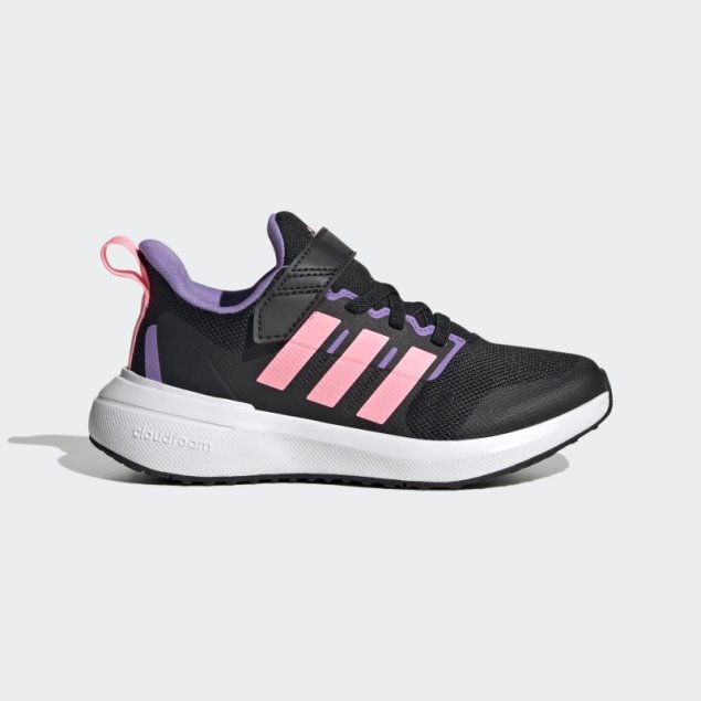 Negro Adidas Fortarun 2.0 Cloudfoam Cordones Elásticos Zapatos