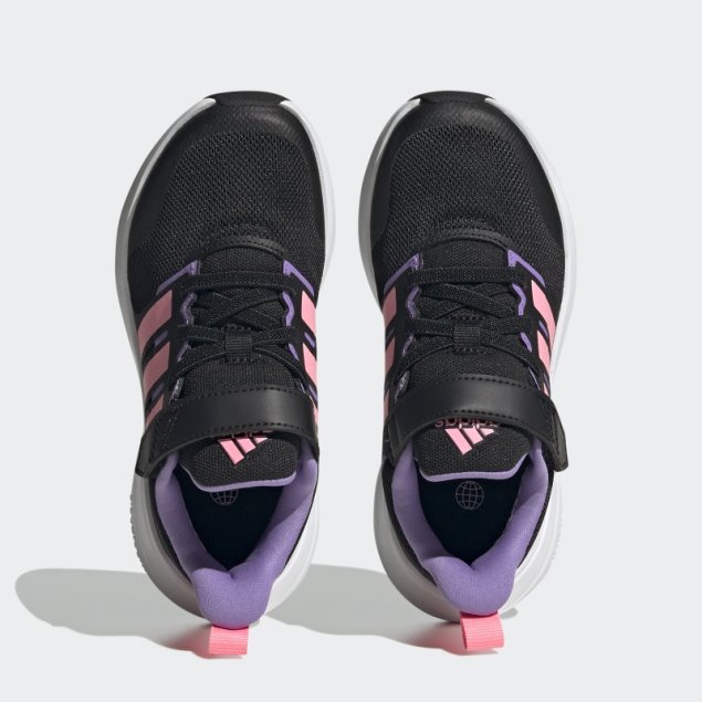 Negro Adidas Fortarun 2.0 Cloudfoam Cordones Elásticos Zapatos