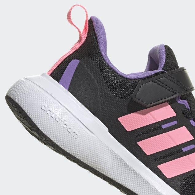 Negro Adidas Fortarun 2.0 Cloudfoam Cordones Elásticos Zapatos