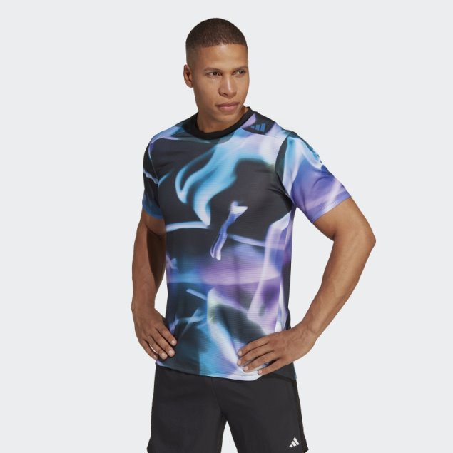 Camiseta De Entrenamiento Hiit Con Estampado Allover Heat.rdy 4 Training Heat.rdy Violeta Diseñada Por Adidas