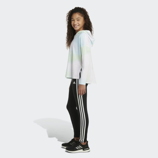 Adidas Camiseta Blanca De Manga Larga Con Capucha Y Dobladillo Redondeado