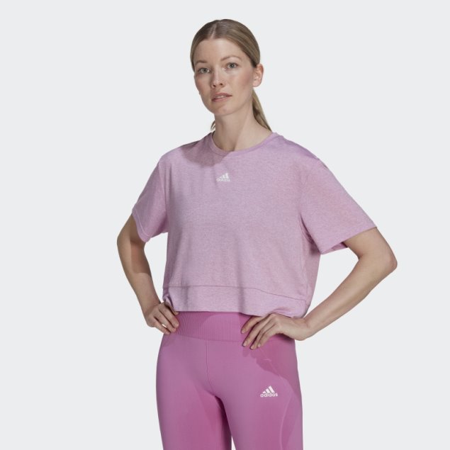 Adidas Aeroready Studio Camiseta Corta Suelta Lila