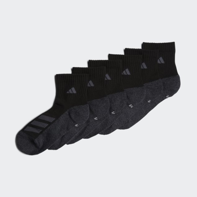 Calcetines Adidas Con Rayas Angulares Y Cuartos, 6 Pares, Negro