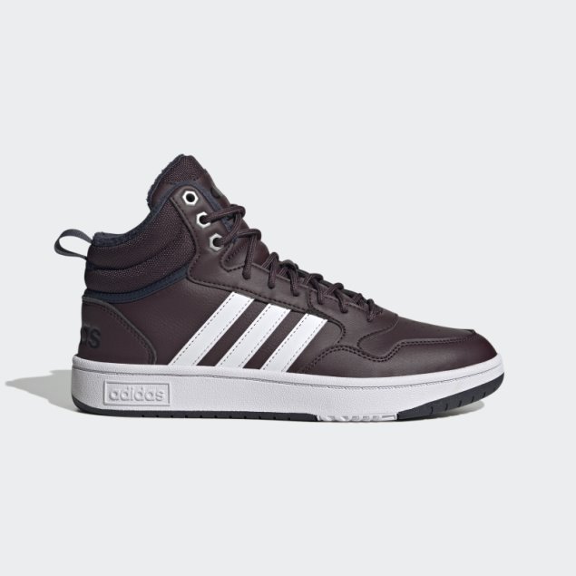 Granate Adidas Hoops 3.0 Mid Estilo De Vida Baloncesto Clásico Forro De Piel Zapatos De Invierno