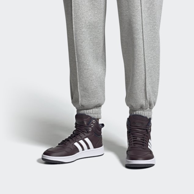 Granate Adidas Hoops 3.0 Mid Estilo De Vida Baloncesto Clásico Forro De Piel Zapatos De Invierno