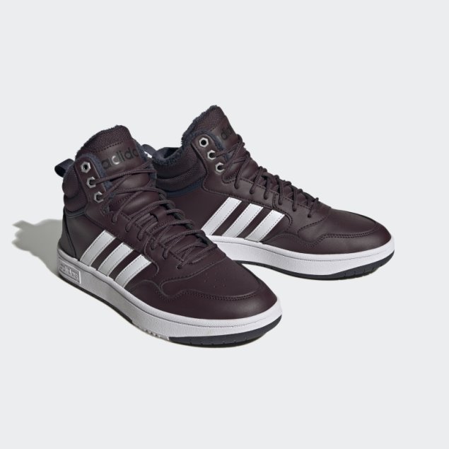 Granate Adidas Hoops 3.0 Mid Estilo De Vida Baloncesto Clásico Forro De Piel Zapatos De Invierno