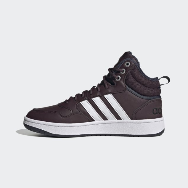Granate Adidas Hoops 3.0 Mid Estilo De Vida Baloncesto Clásico Forro De Piel Zapatos De Invierno