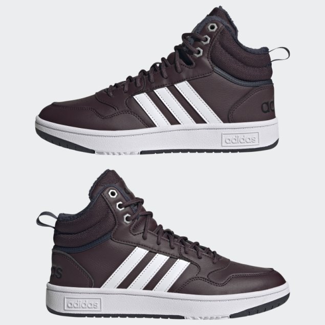 Granate Adidas Hoops 3.0 Mid Estilo De Vida Baloncesto Clásico Forro De Piel Zapatos De Invierno