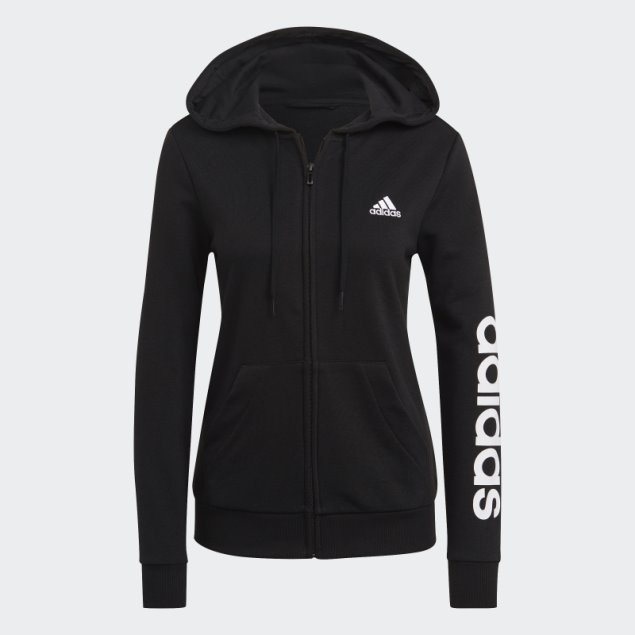 Adidas Sudadera Con Cremallera Y Logo Essentials Negro