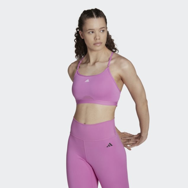 Sujetador Lila Aeroreact De Entrenamiento Con Sujeción Ligera Adidas