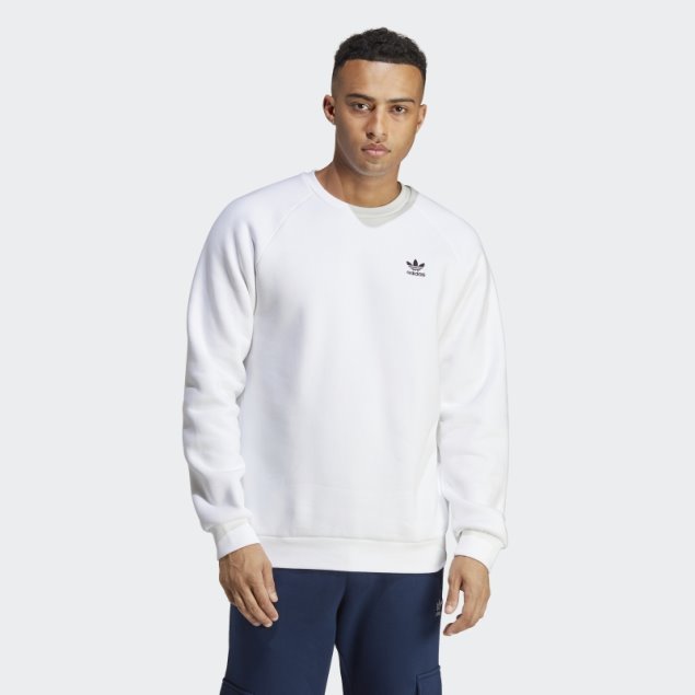 Sudadera Con Cuello Redondo Esencial De Trébol Blanco Adidas Fashion