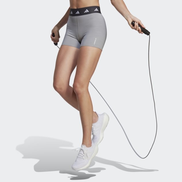 Leggings Cortos Techfit Gris Medio Adidas