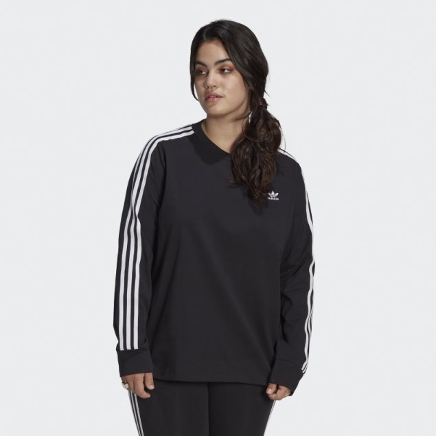 Camiseta Negra De Manga Larga Adidas Adicolor Classics (talla Grande)