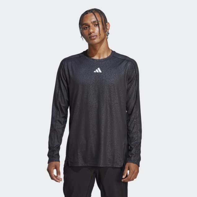 Camiseta De Manga Larga Con Estampado De Pu De Entrenamiento Negro Adidas