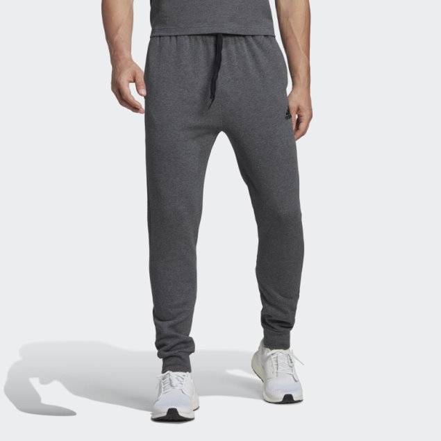 Pantalones Adidas Gris Oscuro Heather Essentials Fleece Regular Tapered