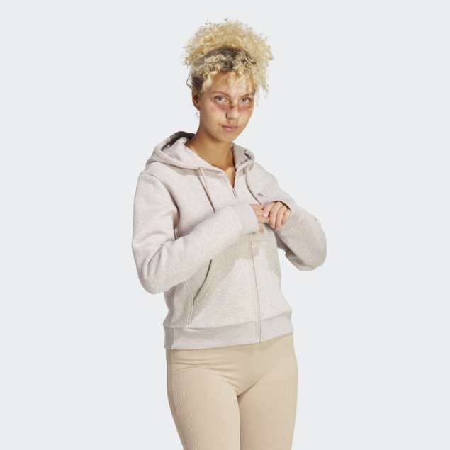 Adidas All Szn Fleece Full-zip Hoodie Taupe Mel