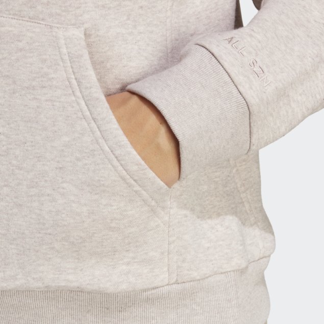 Adidas All Szn Fleece Full-zip Hoodie Taupe Mel