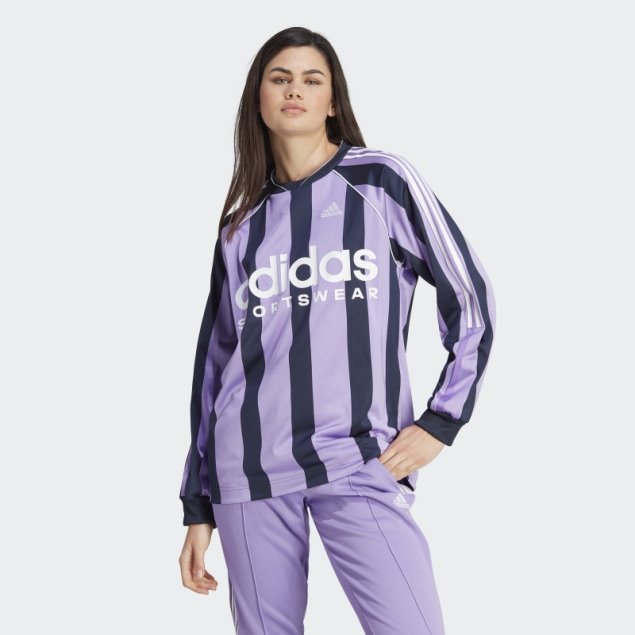 Camiseta Violeta De Manga Larga Adidas Jacquard