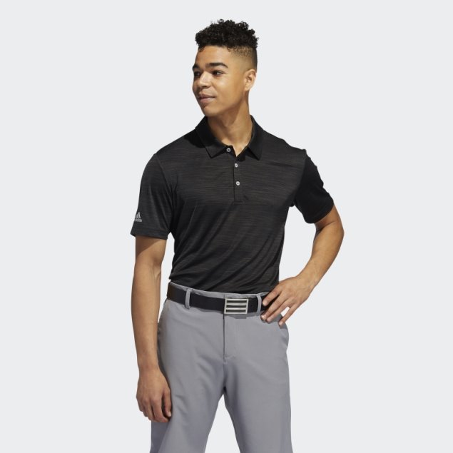 Polo Estriado Negro Jaspeado Adidas