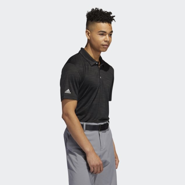 Polo Estriado Negro Jaspeado Adidas