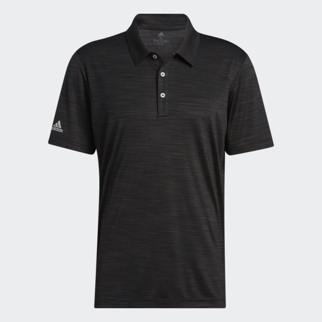 Polo Estriado Negro Jaspeado Adidas