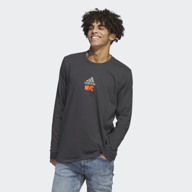 Camiseta Gráfica Manga Larga Adidas New York Carbono