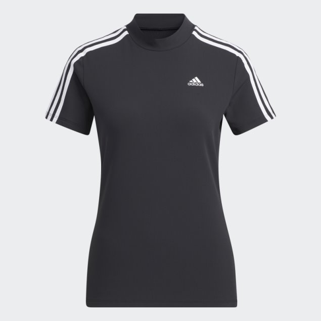 Camiseta Adidas Negra Con Cuello Alto Y 3 Rayas