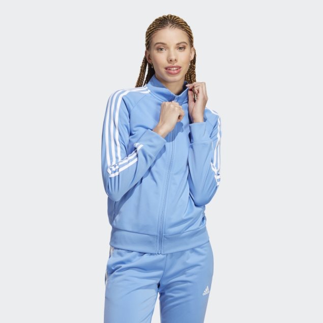 Chaqueta De Chándal Primegreen Essentials Warm-up Slim 3 Rayas Azul Adidas